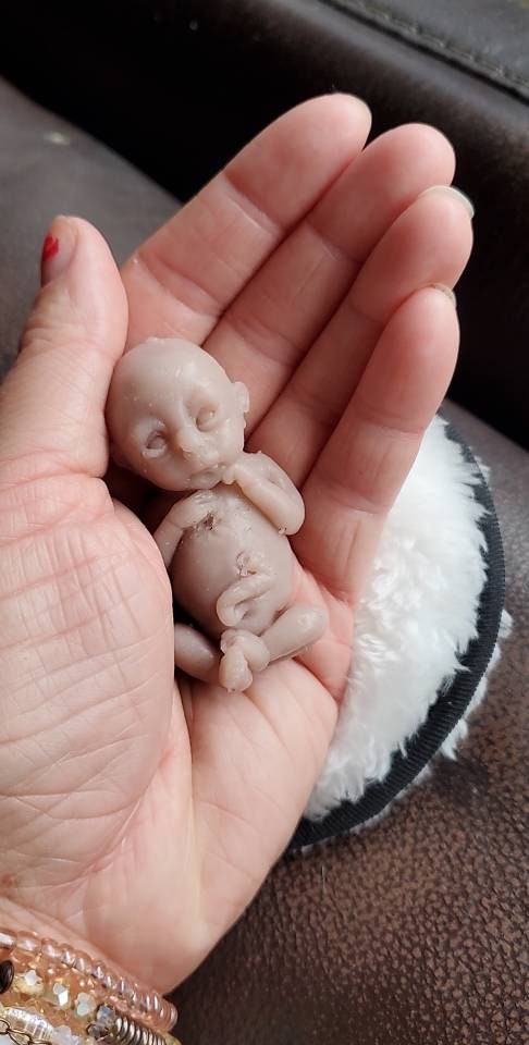 14 week gestation fetus memorial silicone baby open eyes