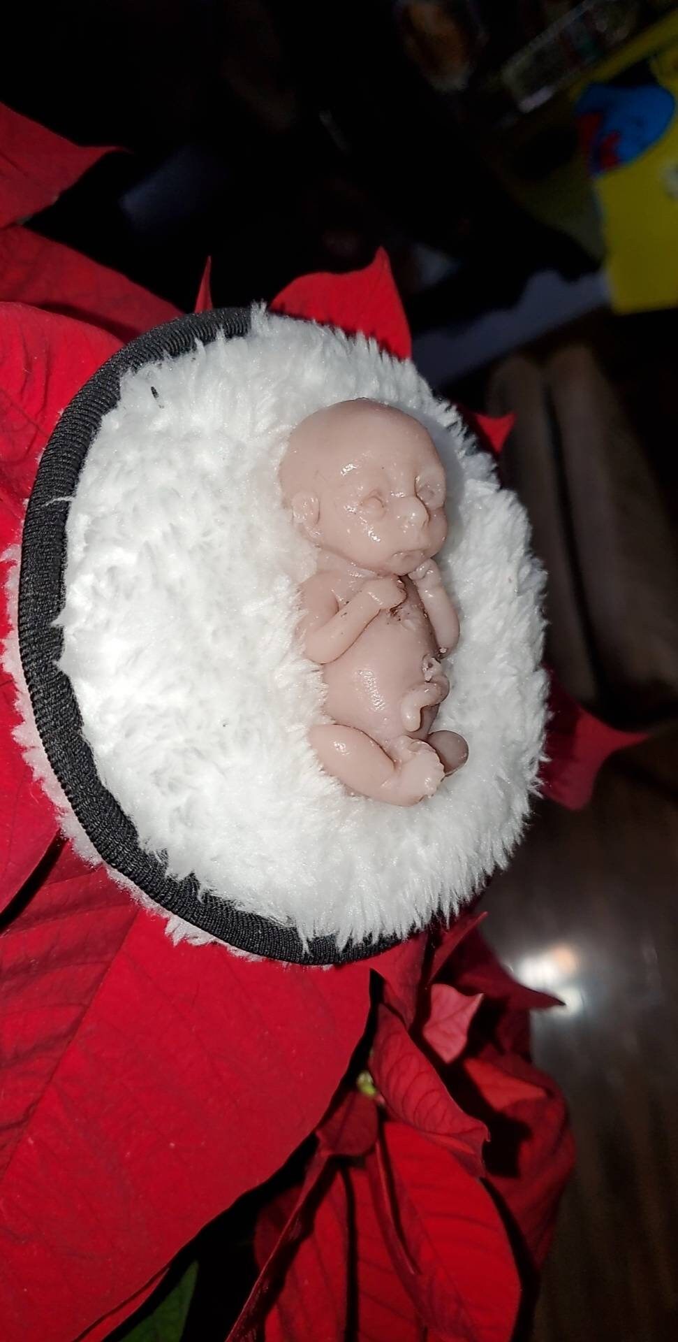 14 week gestation fetus memorial silicone baby open eyes