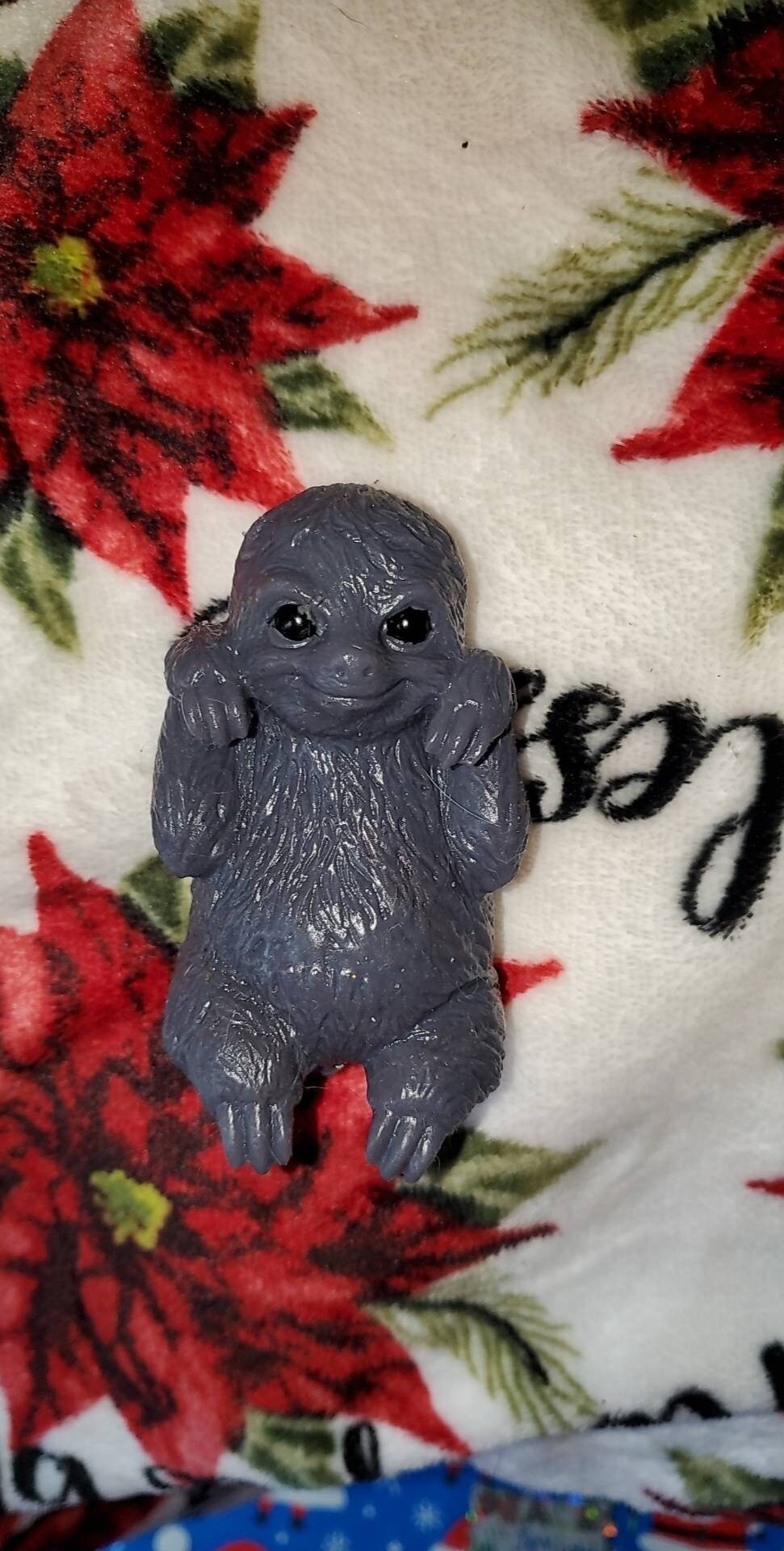 Silicone baby sloth 4" open eyes
