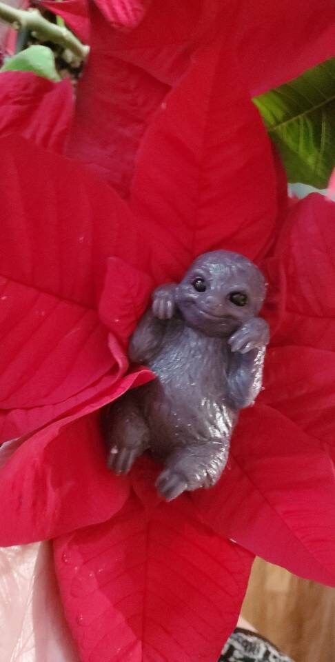 Silicone baby sloth 4" open eyes