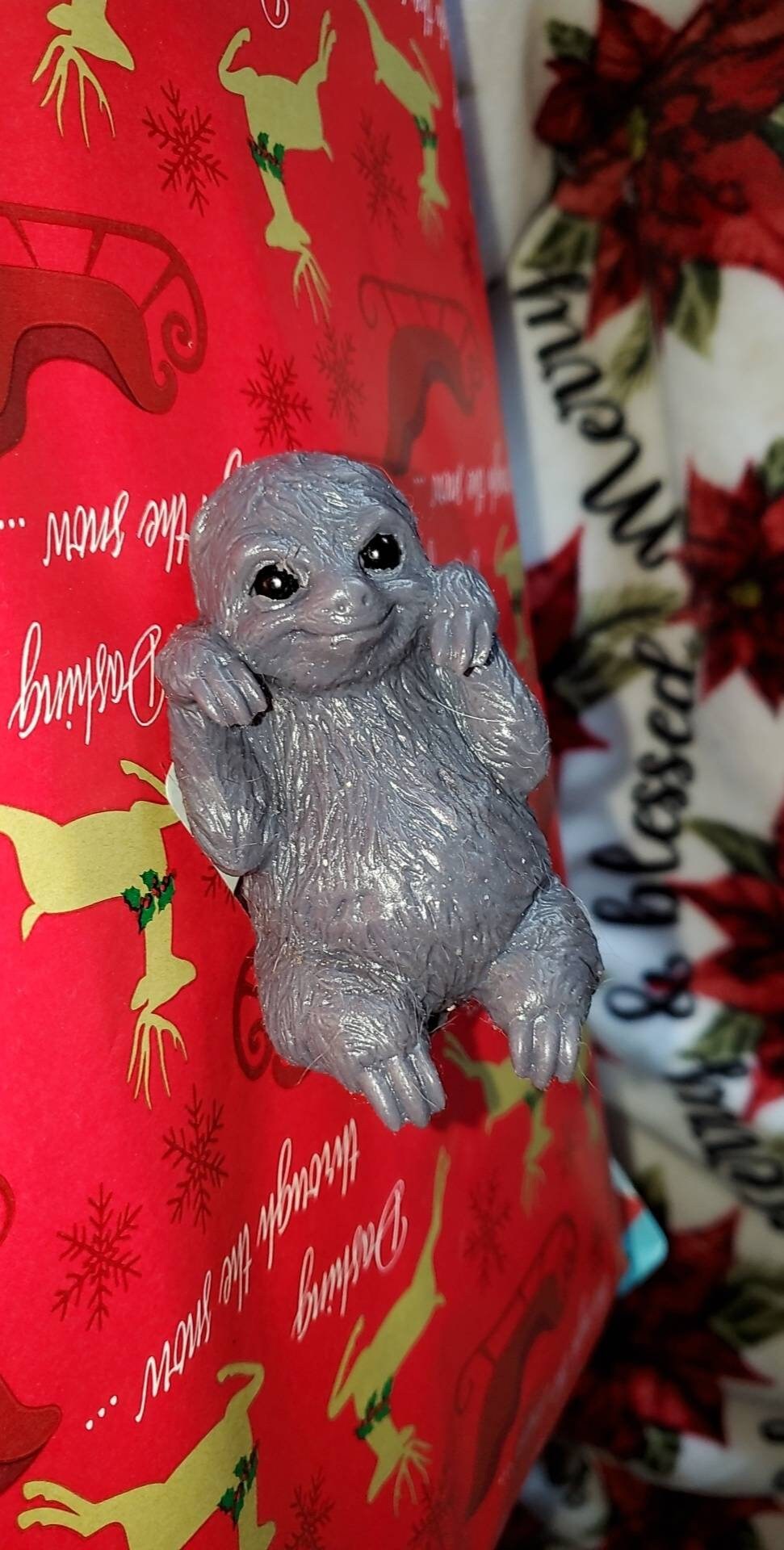 Silicone baby sloth 4" open eyes