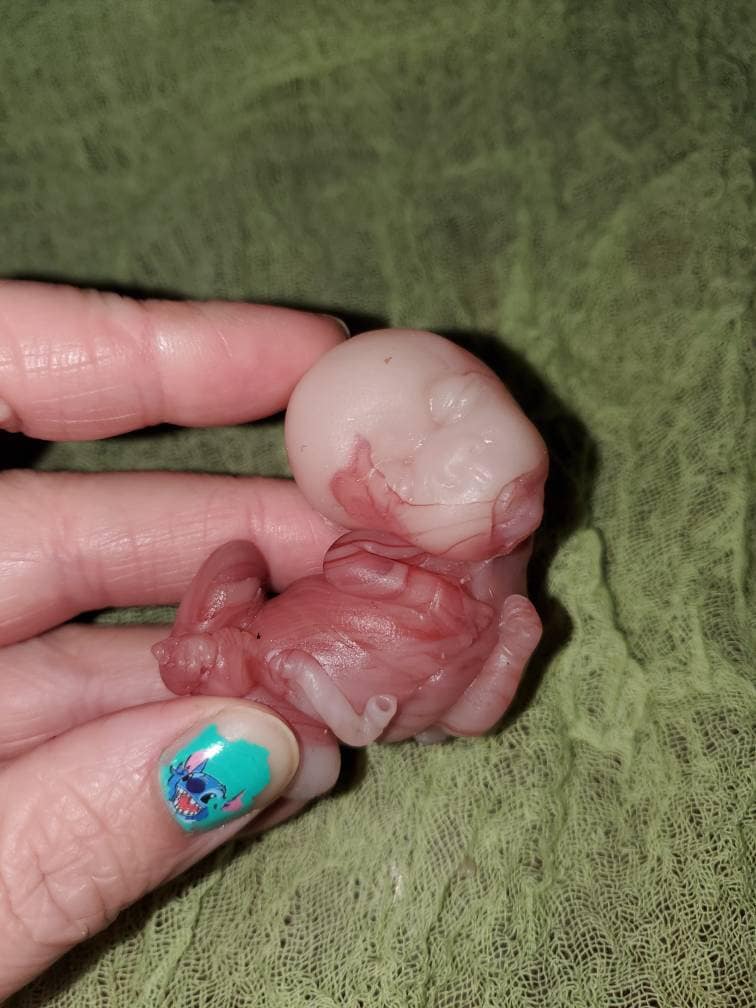 14 week gestation fetus memorial silicone baby red/Caucasian mixed coloring