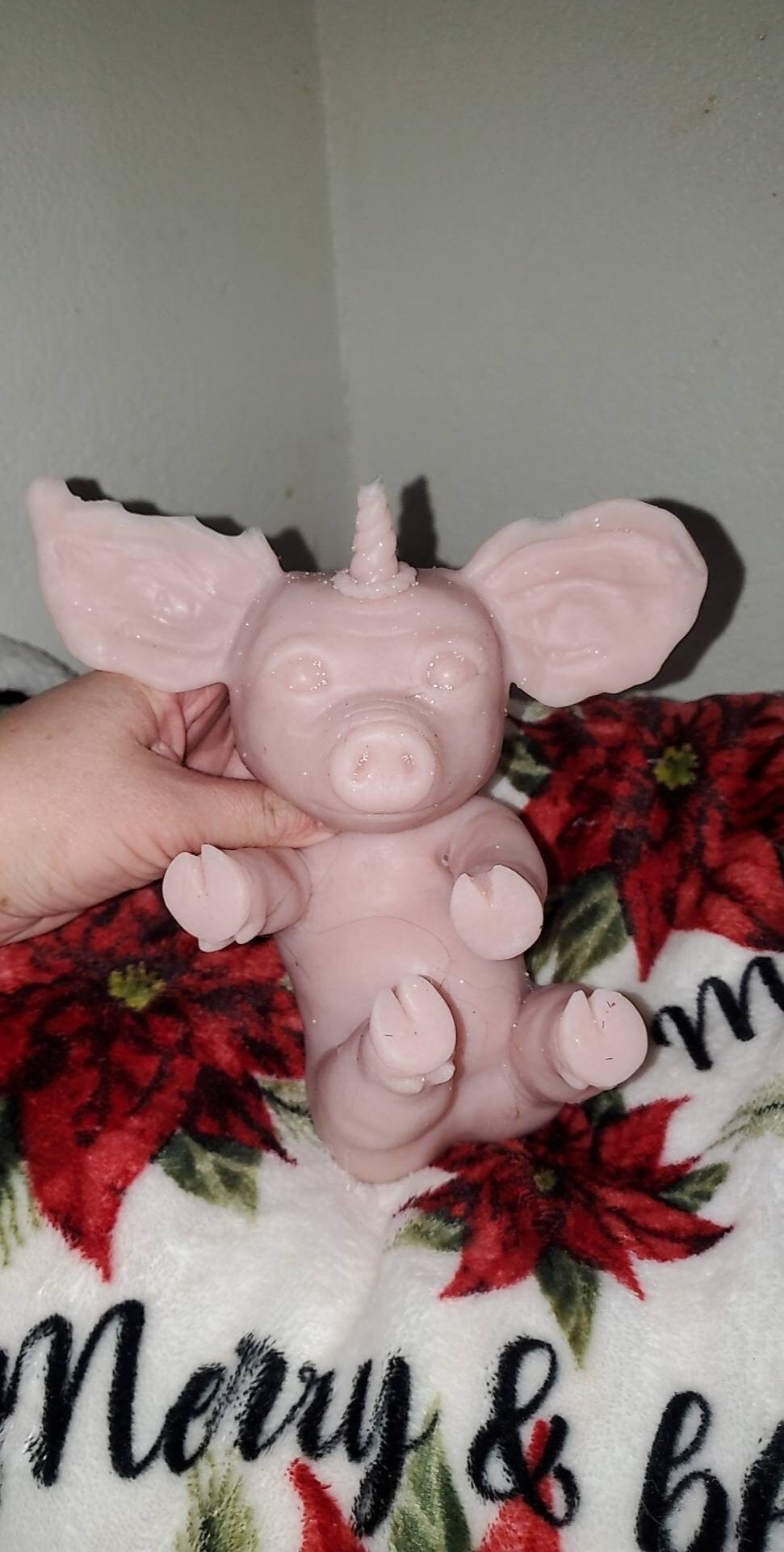 Full body silicone baby unicorn pig piggy piglet 8"  Joy the Unipegapig