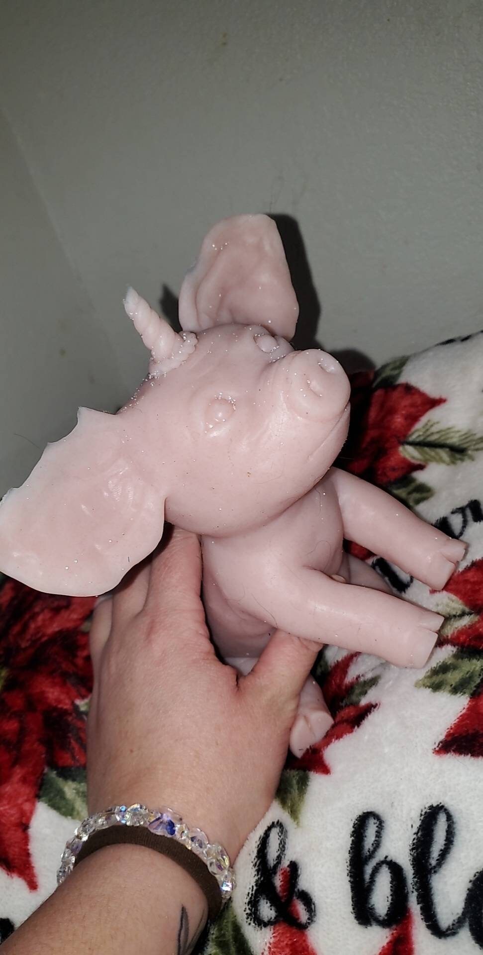 Full body silicone baby unicorn pig piggy piglet 8"  Joy the Unipegapig