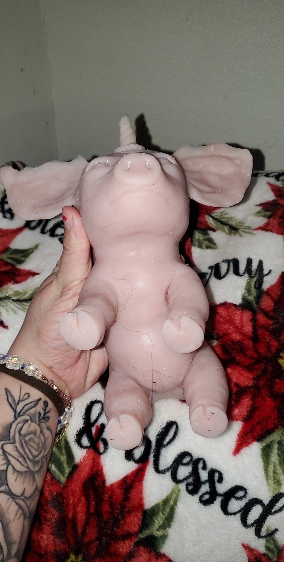 Full body silicone baby unicorn pig piggy piglet 8"  Joy the Unipegapig