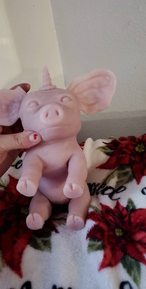 Full body silicone baby unicorn pig piggy piglet 8"  Joy the Unipegapig