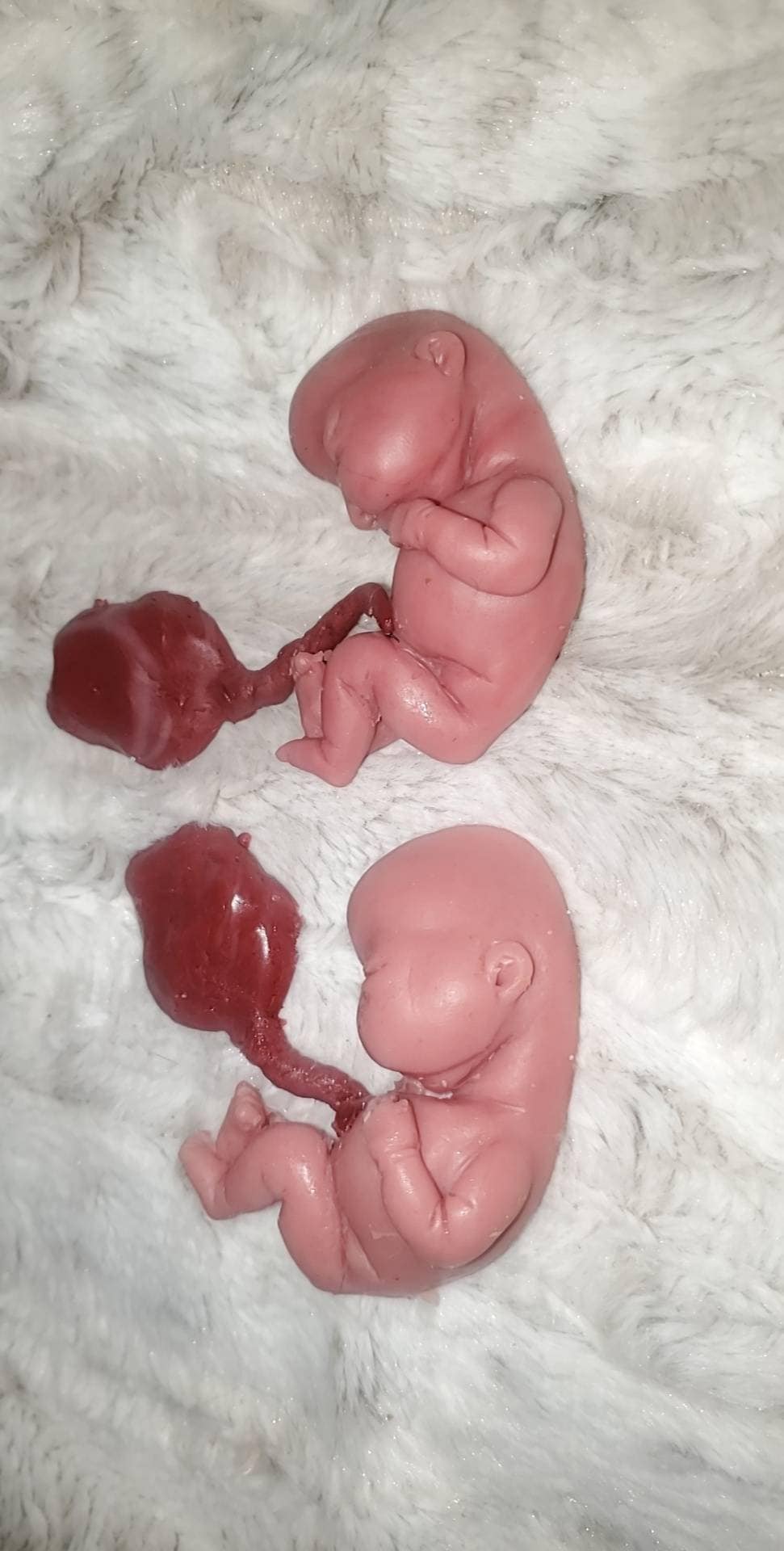 fetus silicone baby memorial with umbilical cord attached