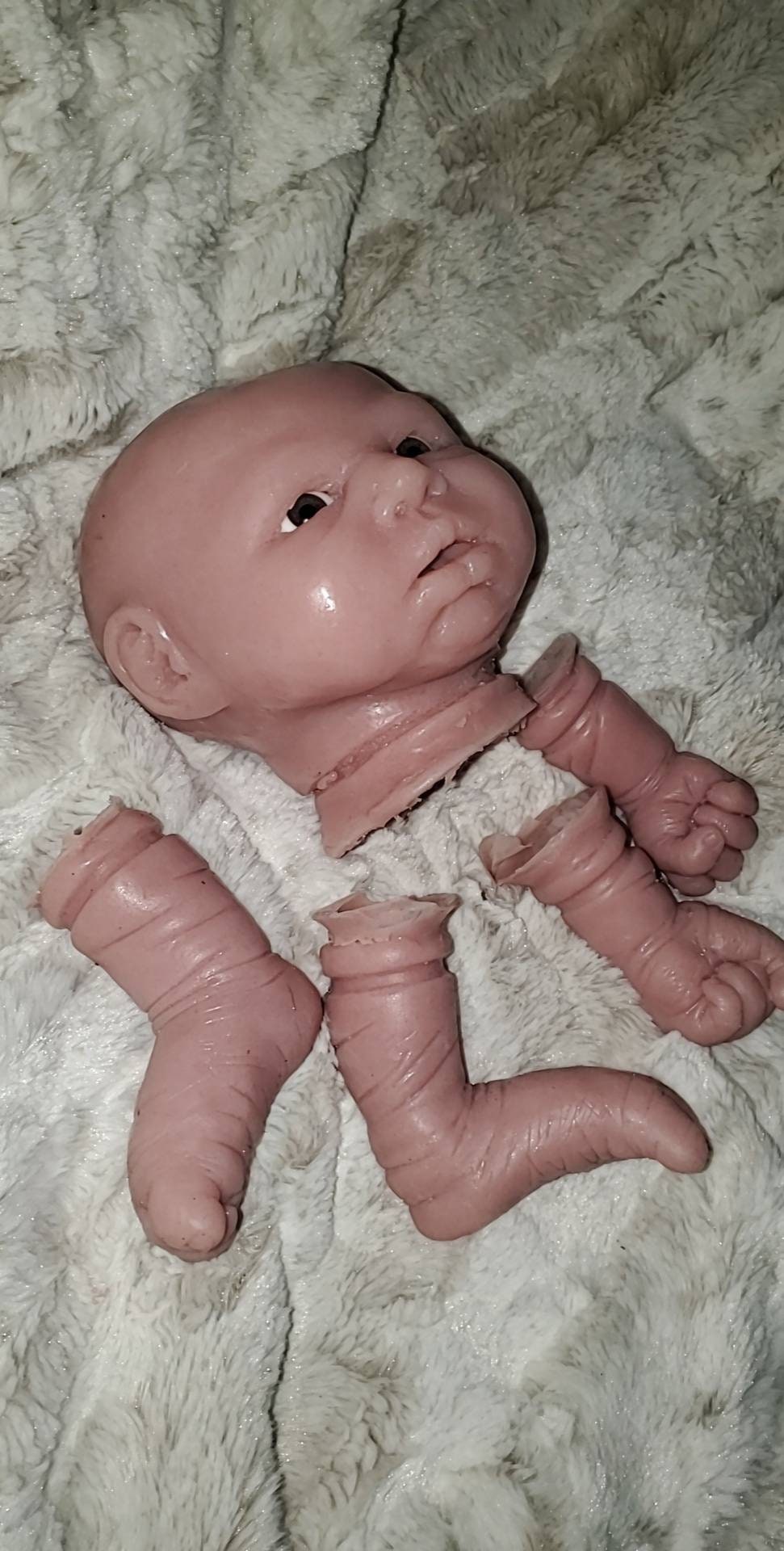 Silicone baby head for cloth body or cuddle body open eyes 18"-19" closed hands