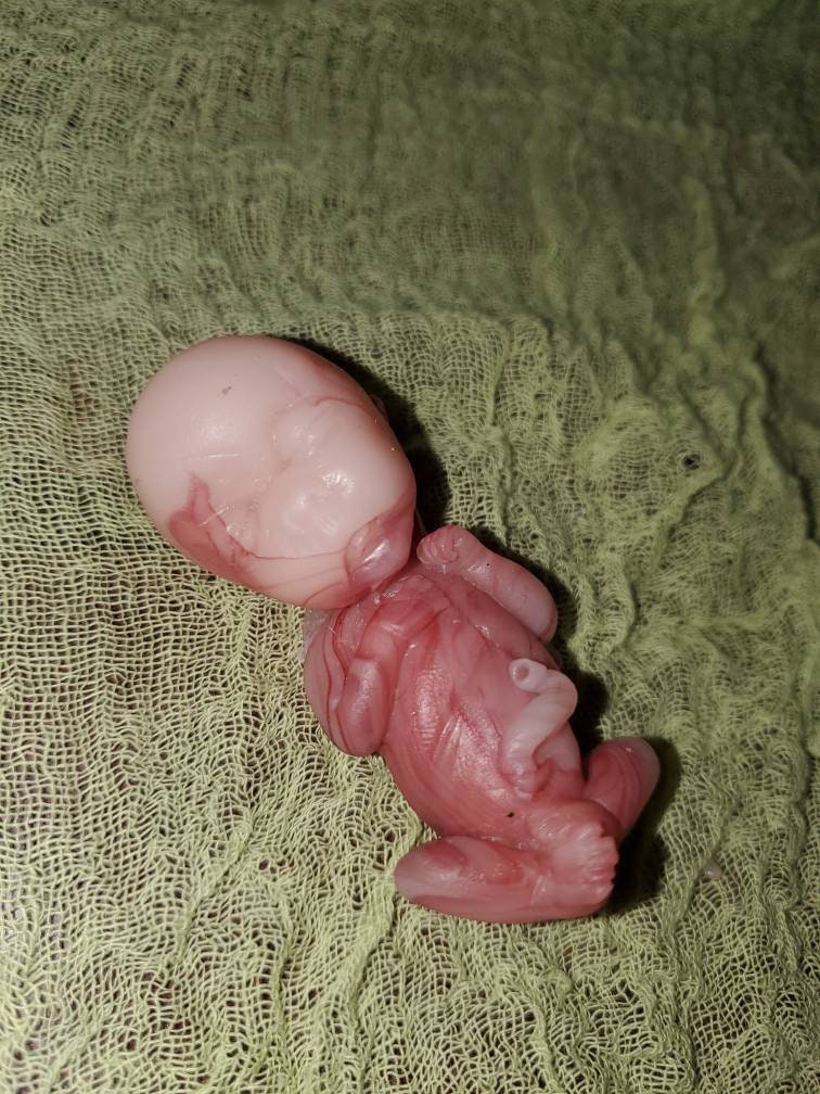 14 week gestation fetus memorial silicone baby red/Caucasian mixed coloring