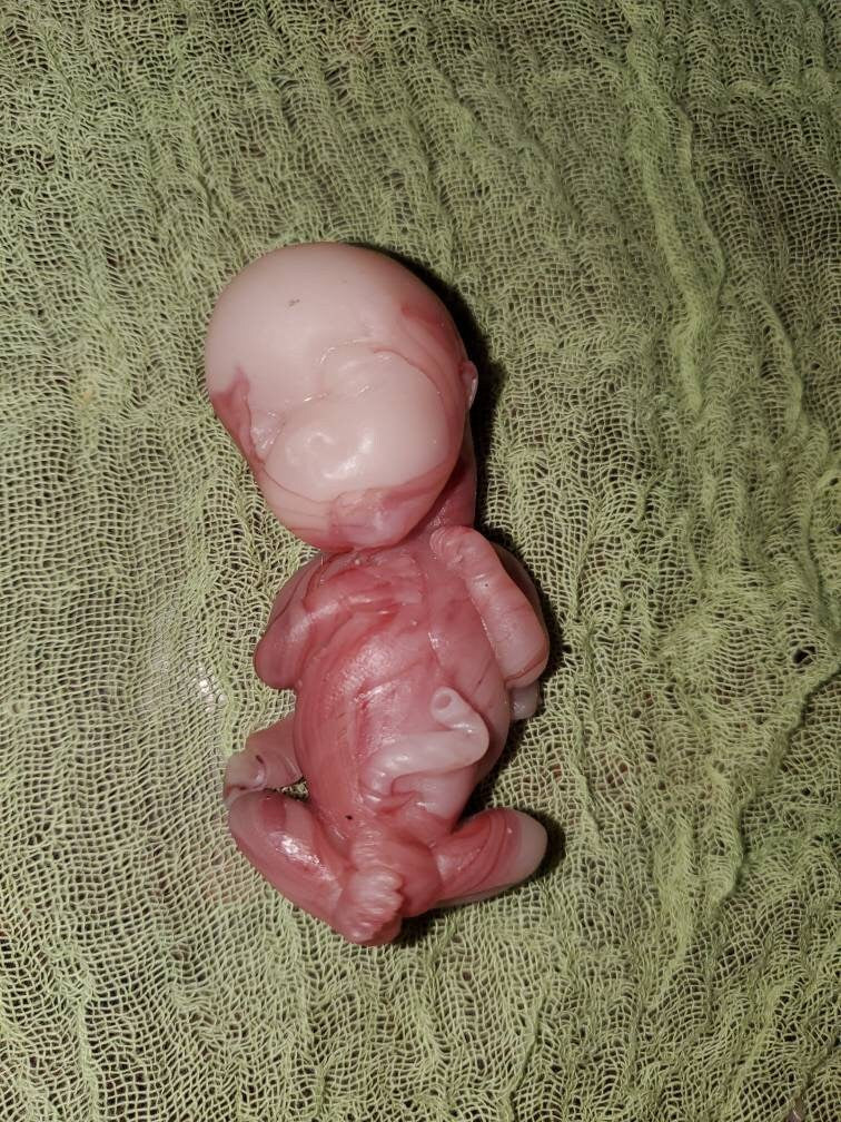 14 week gestation fetus memorial silicone baby red/Caucasian mixed coloring
