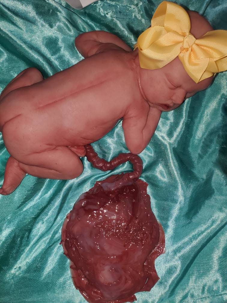 13" silicone baby girl fully painted with umbilical cord maribelle