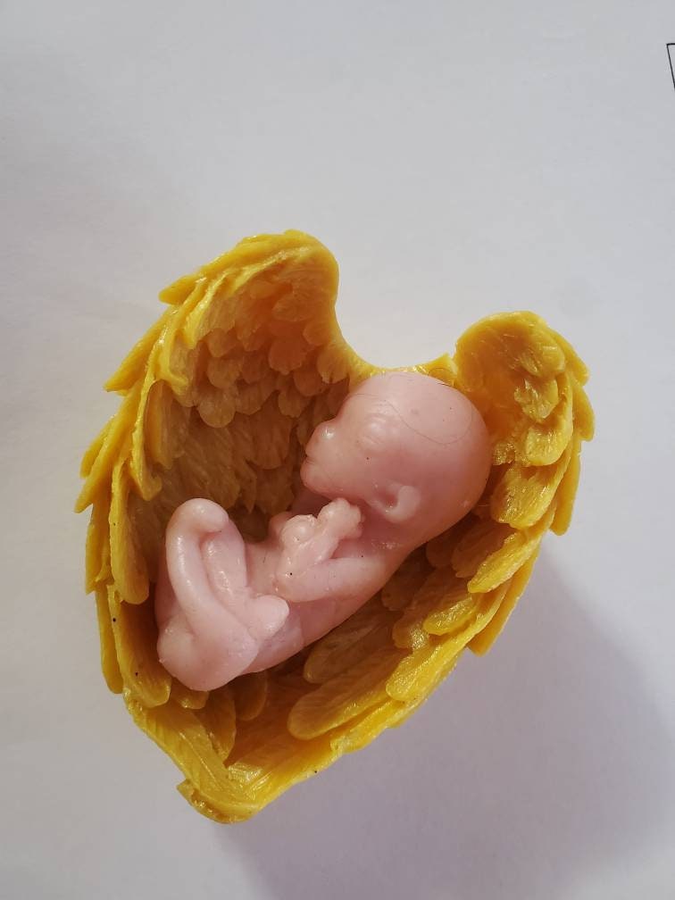 12 week gestational fetus memorial silicone baby in silicone wings heart