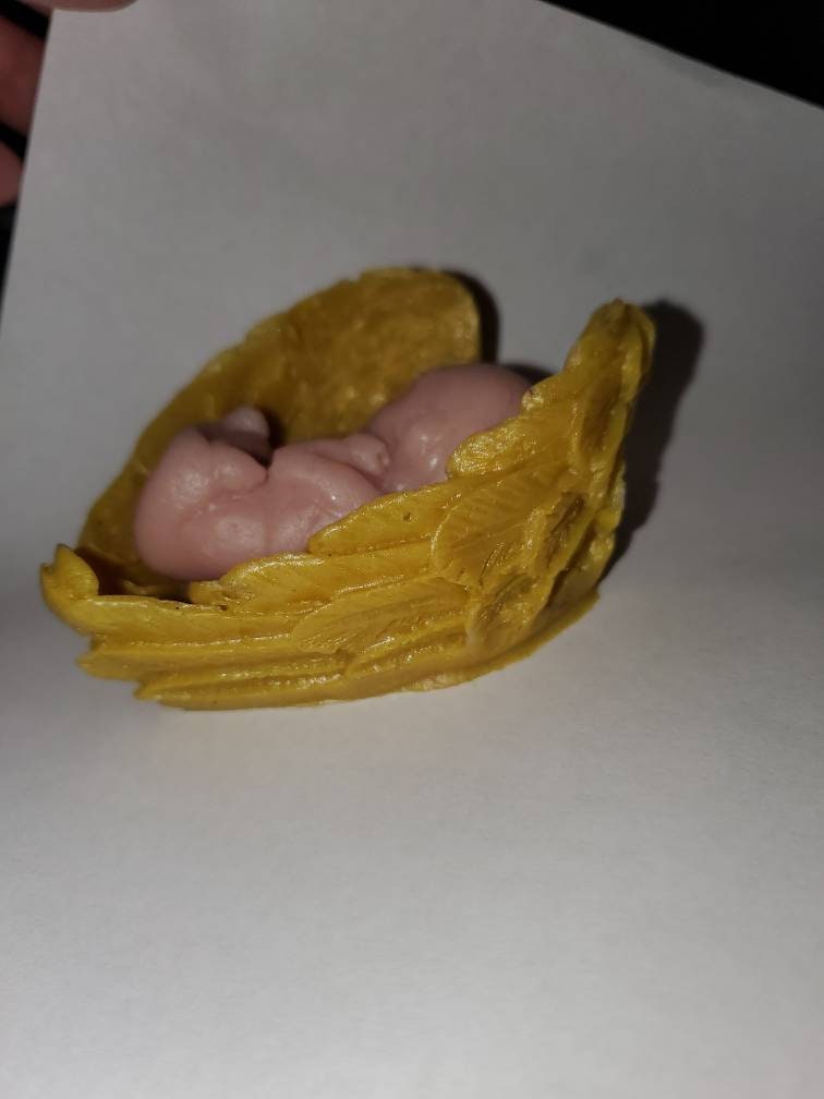 12 week gestational fetus memorial silicone baby in silicone wings heart