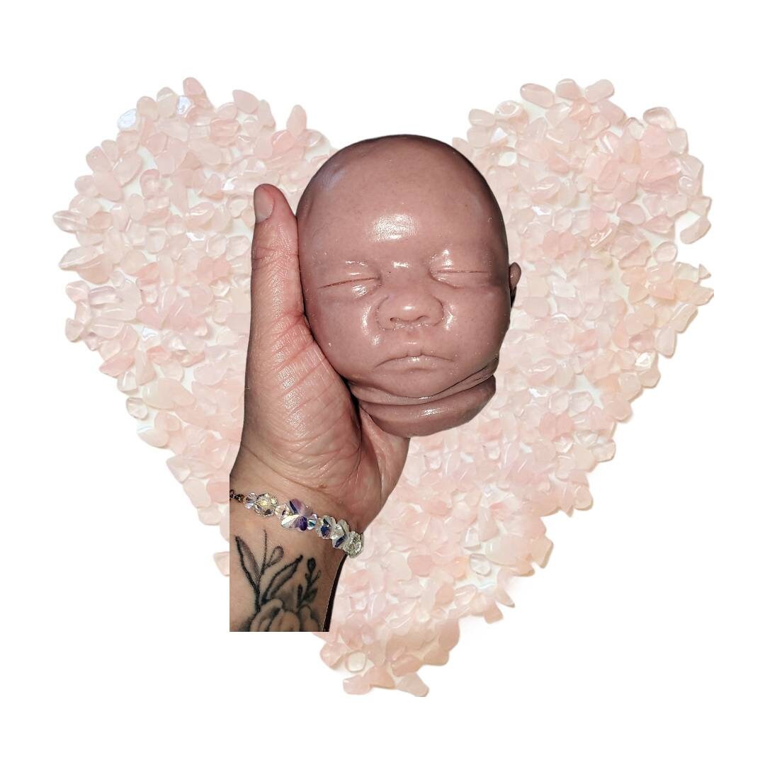 15" silicone baby head preemie for cloth body baby doll