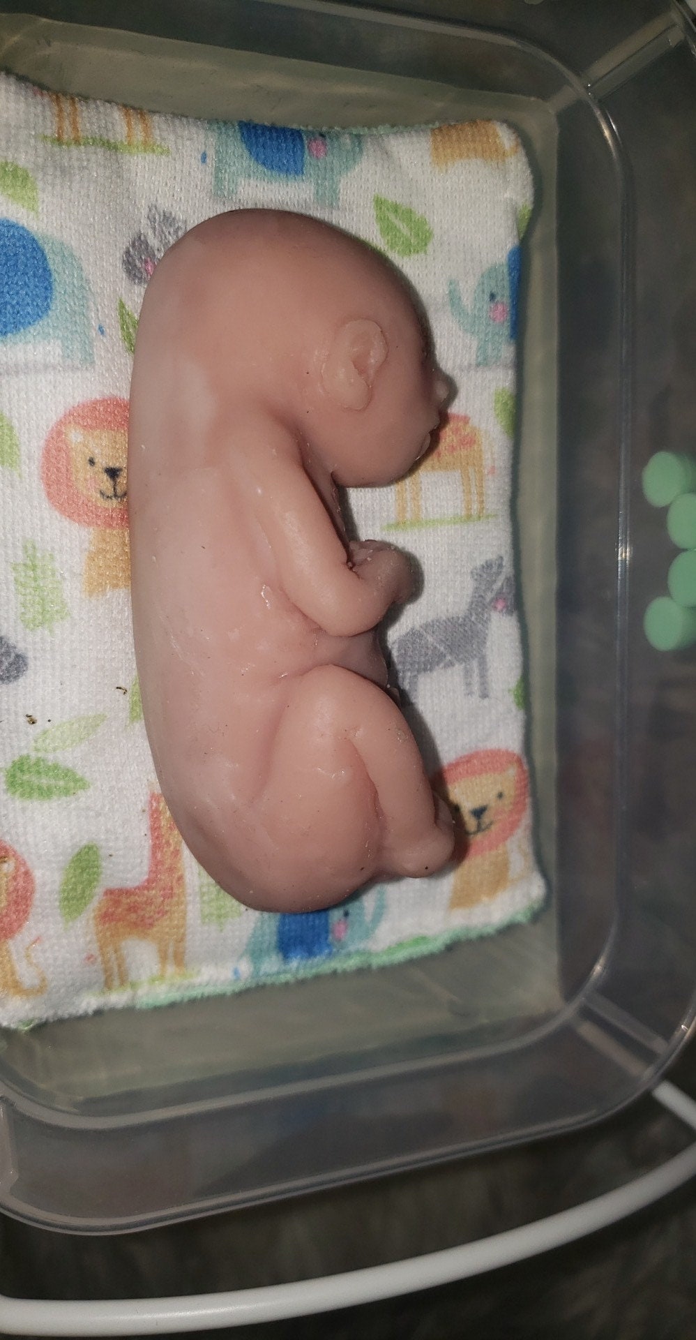 20 week gestational memorial fetus silicone baby curled up full body with back