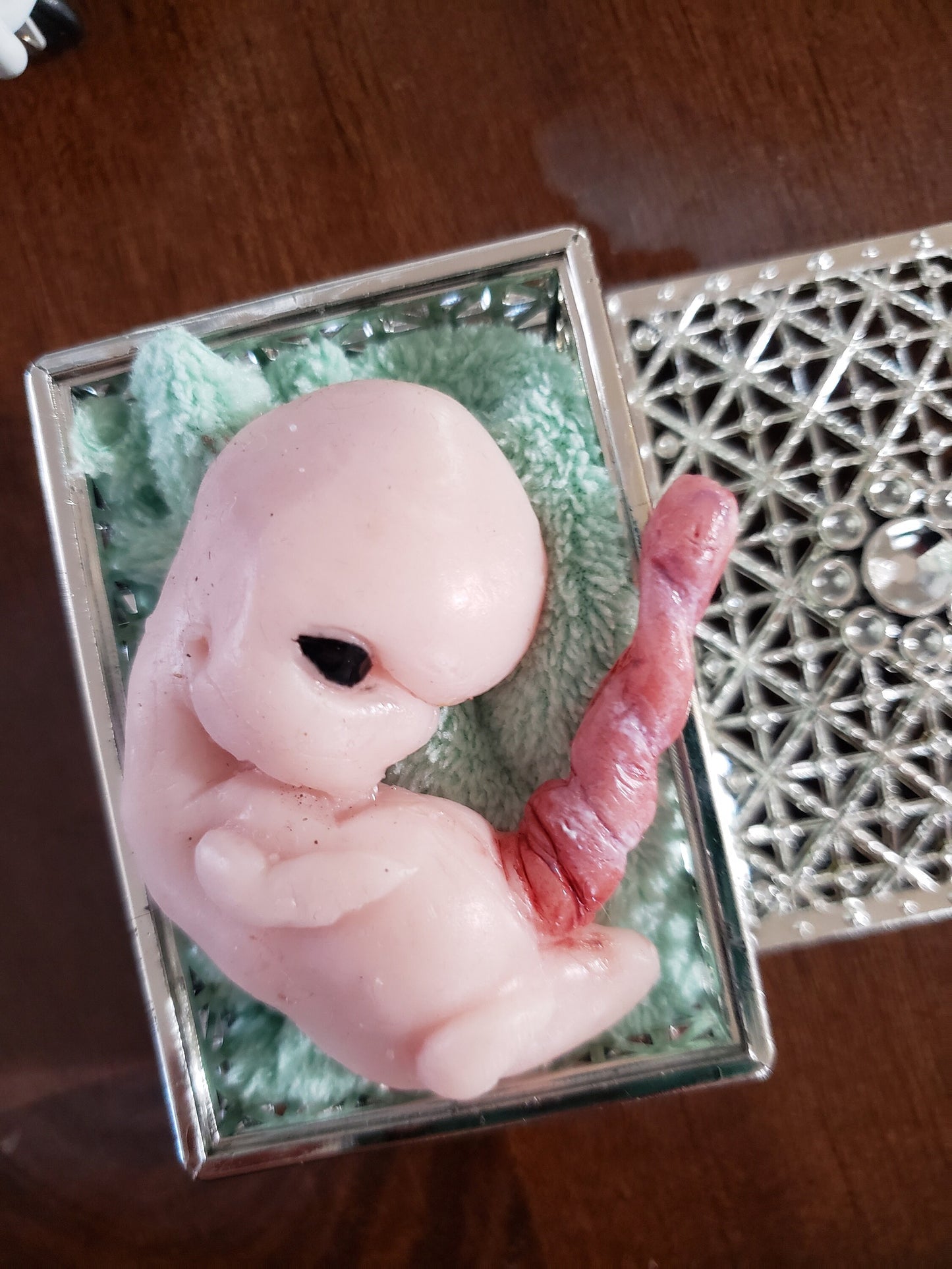 Fully painted 13 week sized gestation silicone fetus memorial baby with umbilical cord