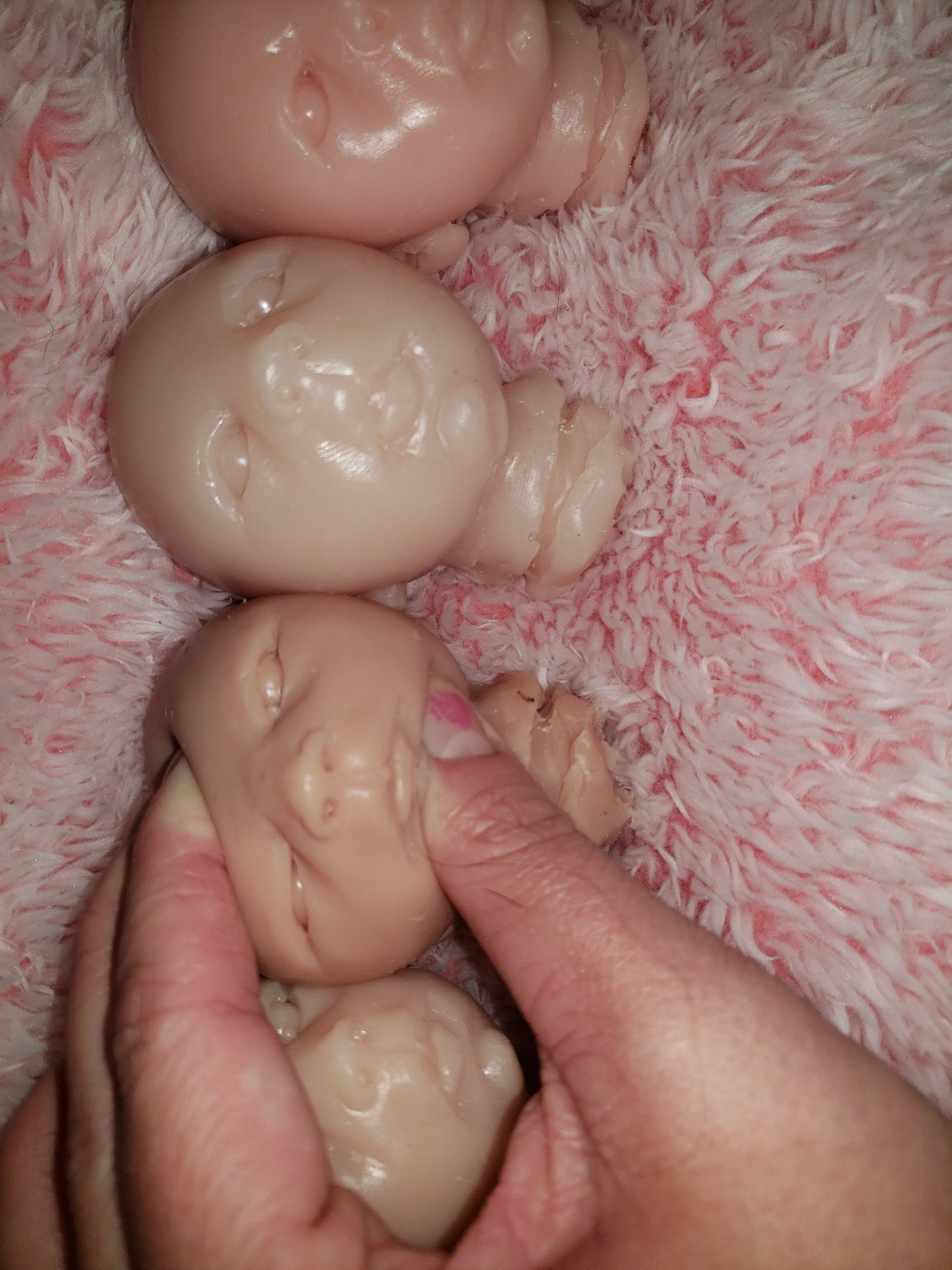 Silicone baby head for 9" cloth cuddle body open eyes preemie