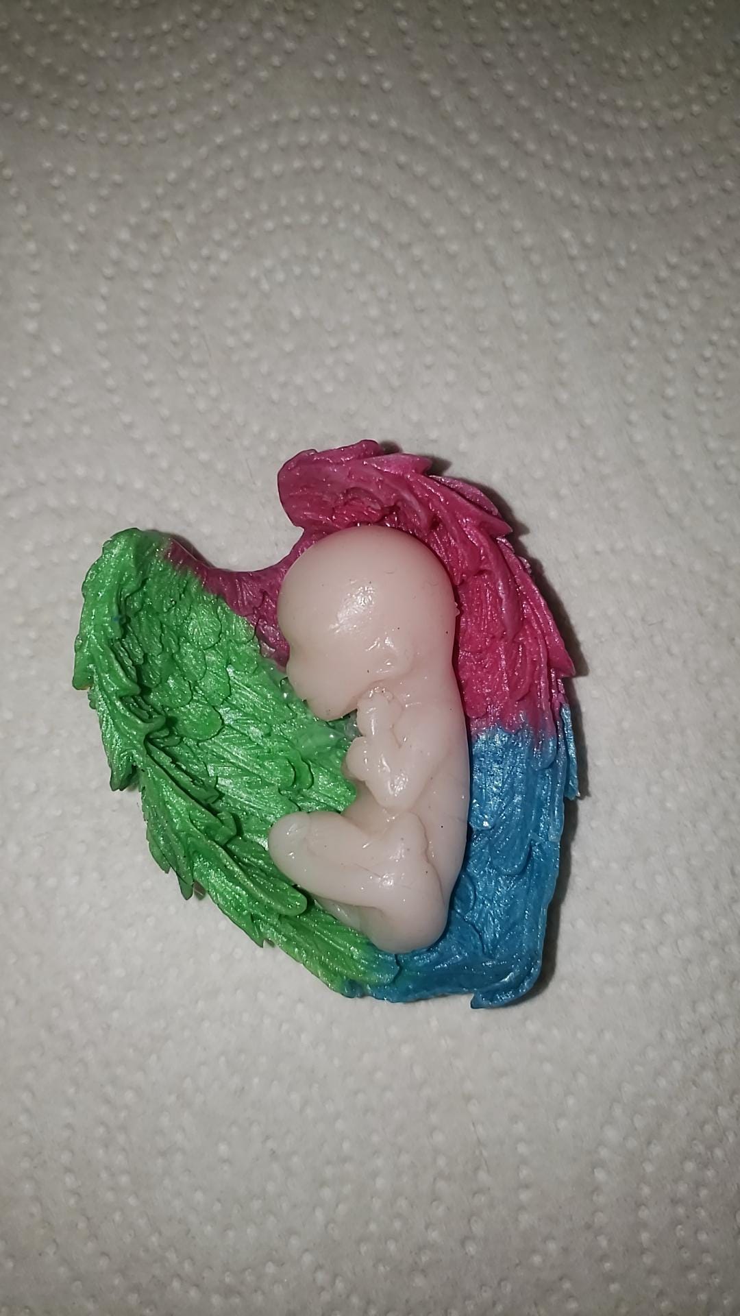 12 week gestational fetus memorial silicone baby in silicone wings heart