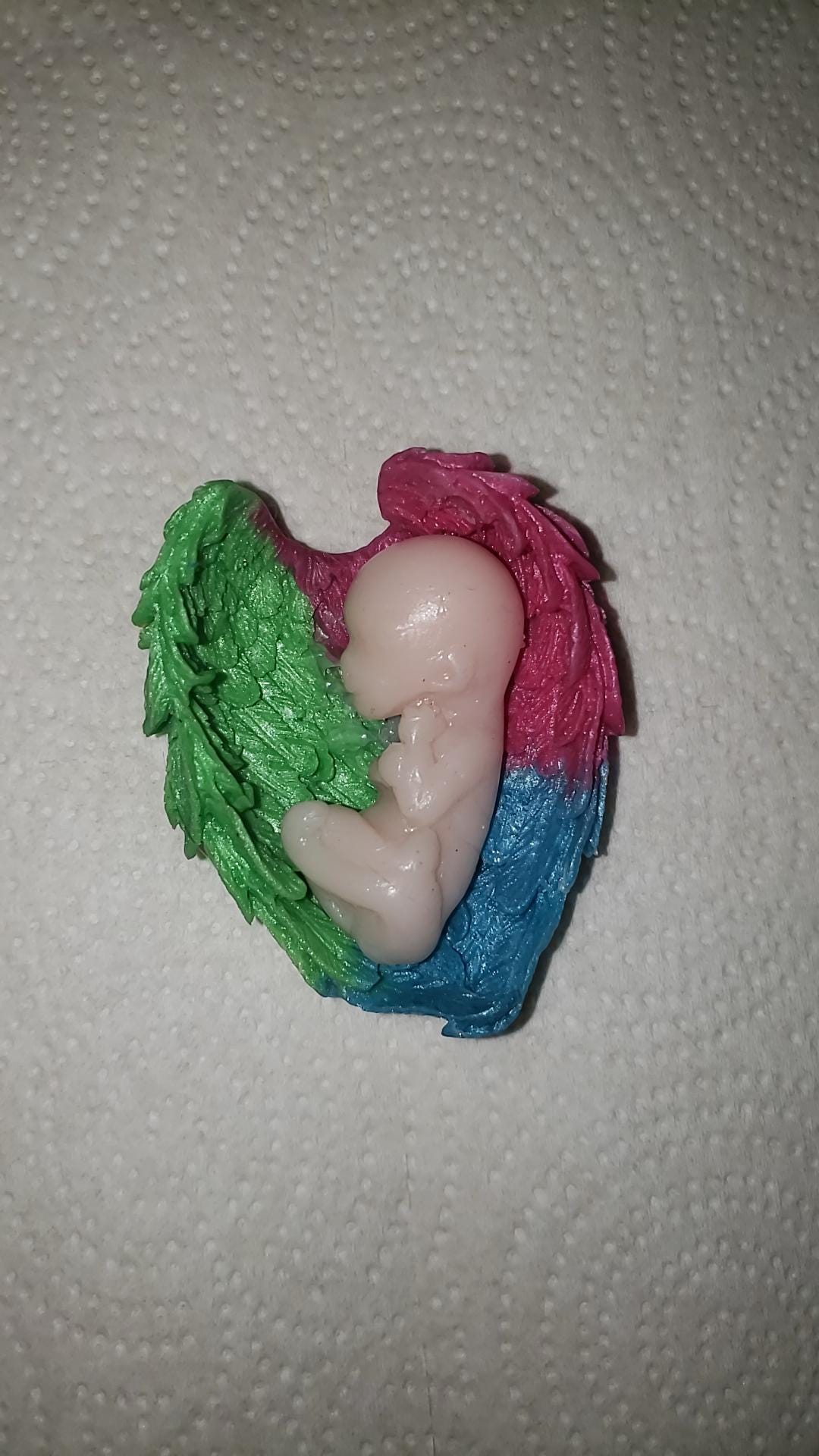 12 week gestational fetus memorial silicone baby in silicone wings heart
