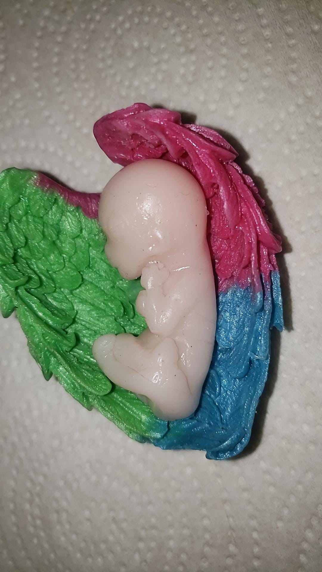12 week gestational fetus memorial silicone baby in silicone wings heart