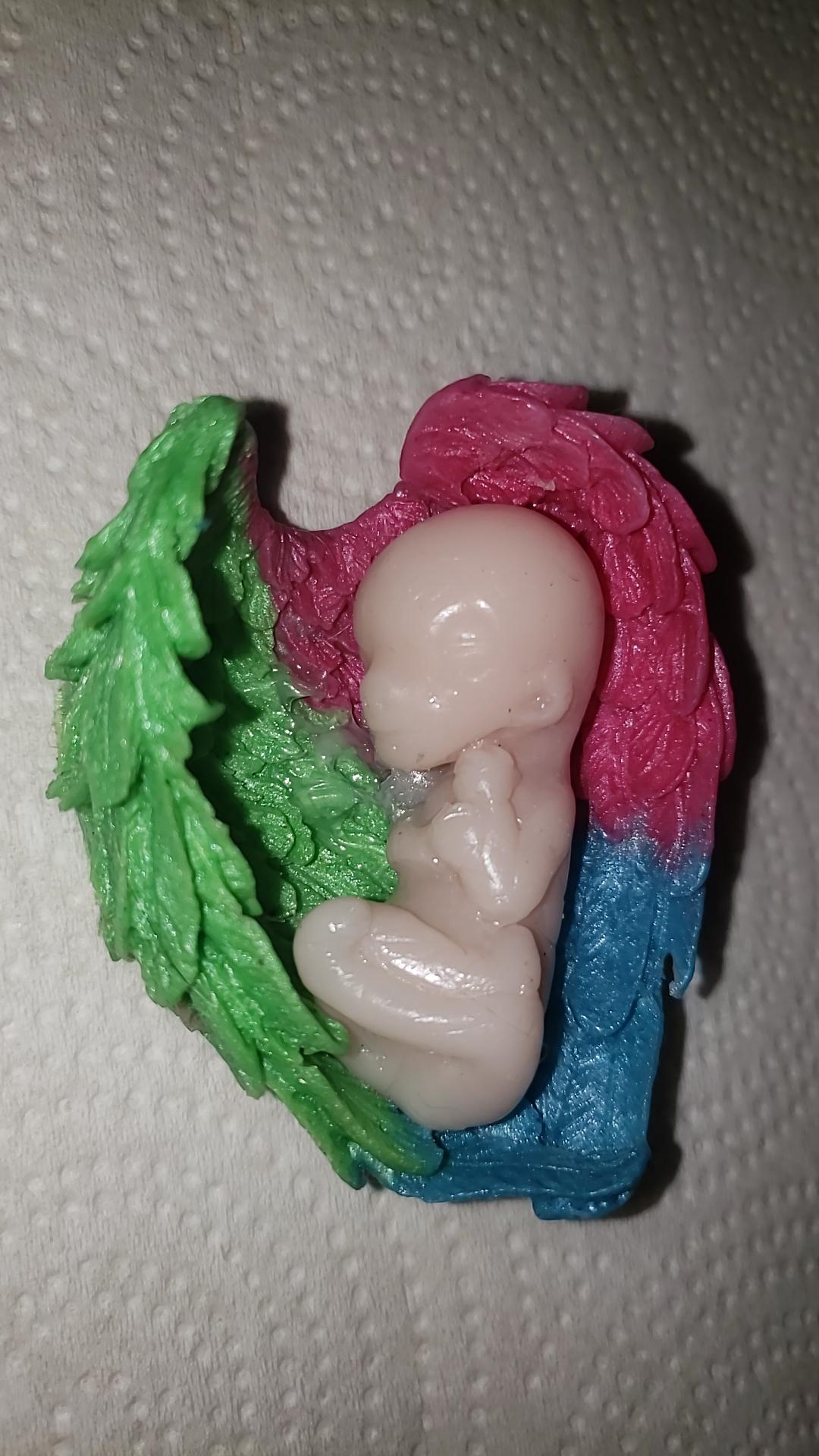 12 week gestational fetus memorial silicone baby in silicone wings heart