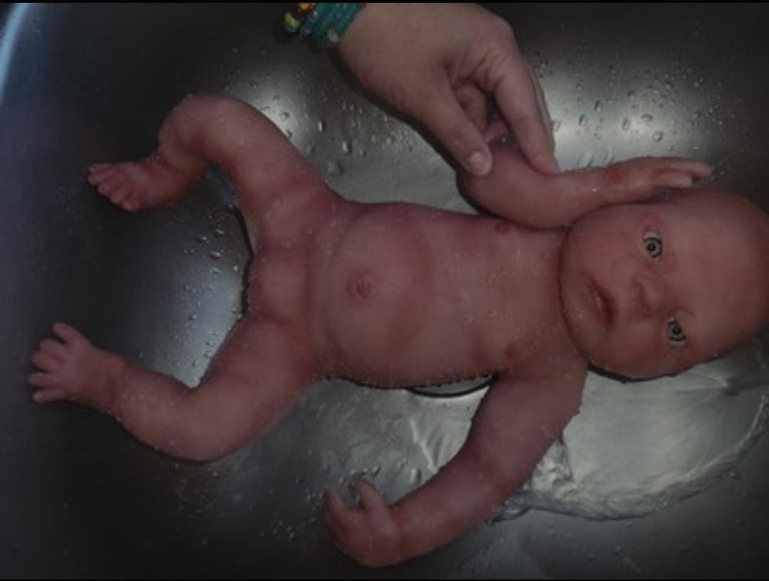 Full Body silicone baby Isla with open eyes