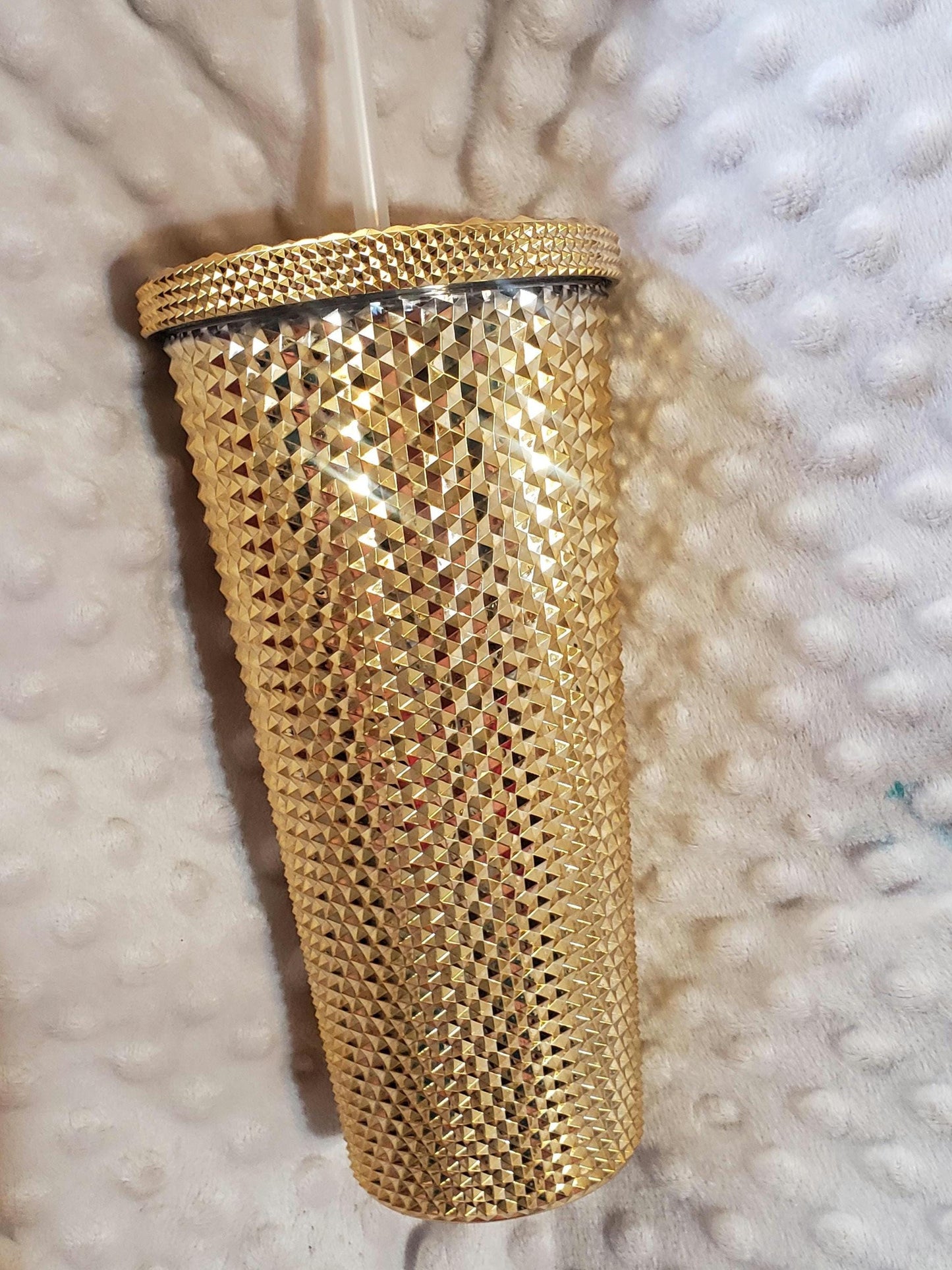 gold tumbler GIFT birthday mothers day with fake beautiful rose