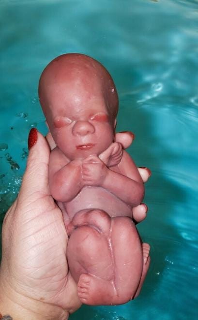 8" curled up silicone baby 22 week gestation memorial baby born too soon fully painted