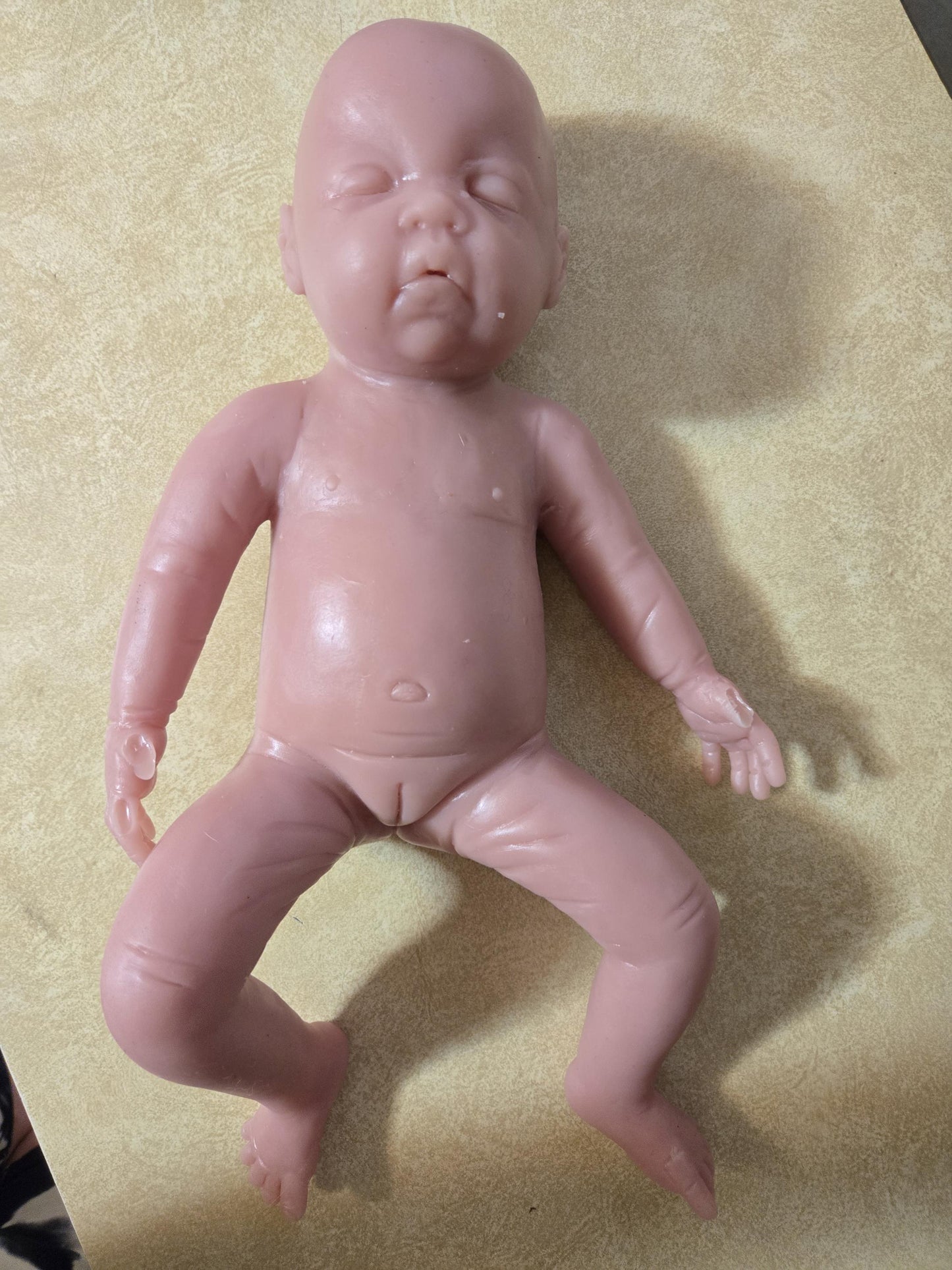 15" Full Body silicone preemie baby closed eyes Lola kennels Abba