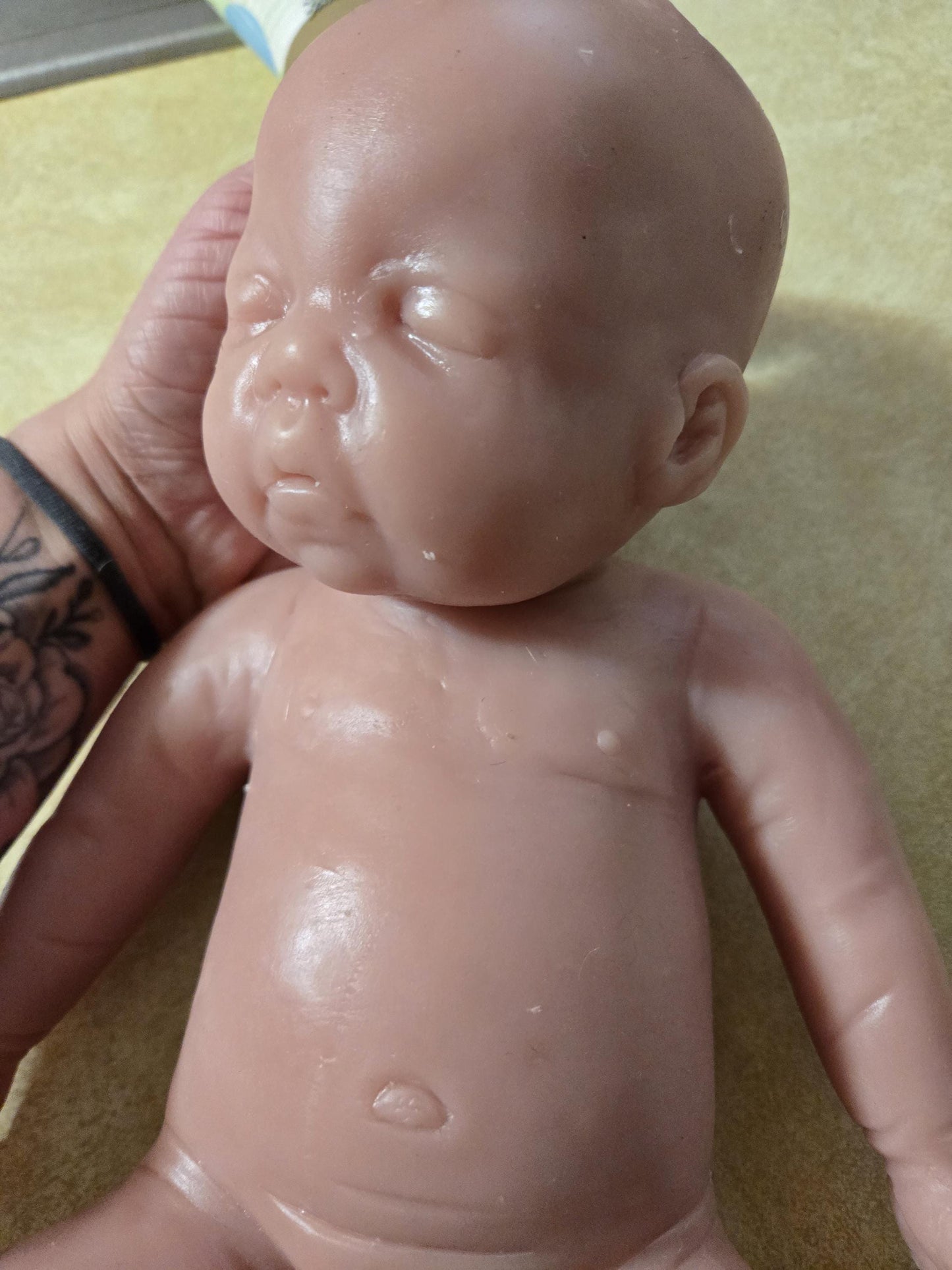 15" Full Body silicone preemie baby closed eyes Lola kennels Abba