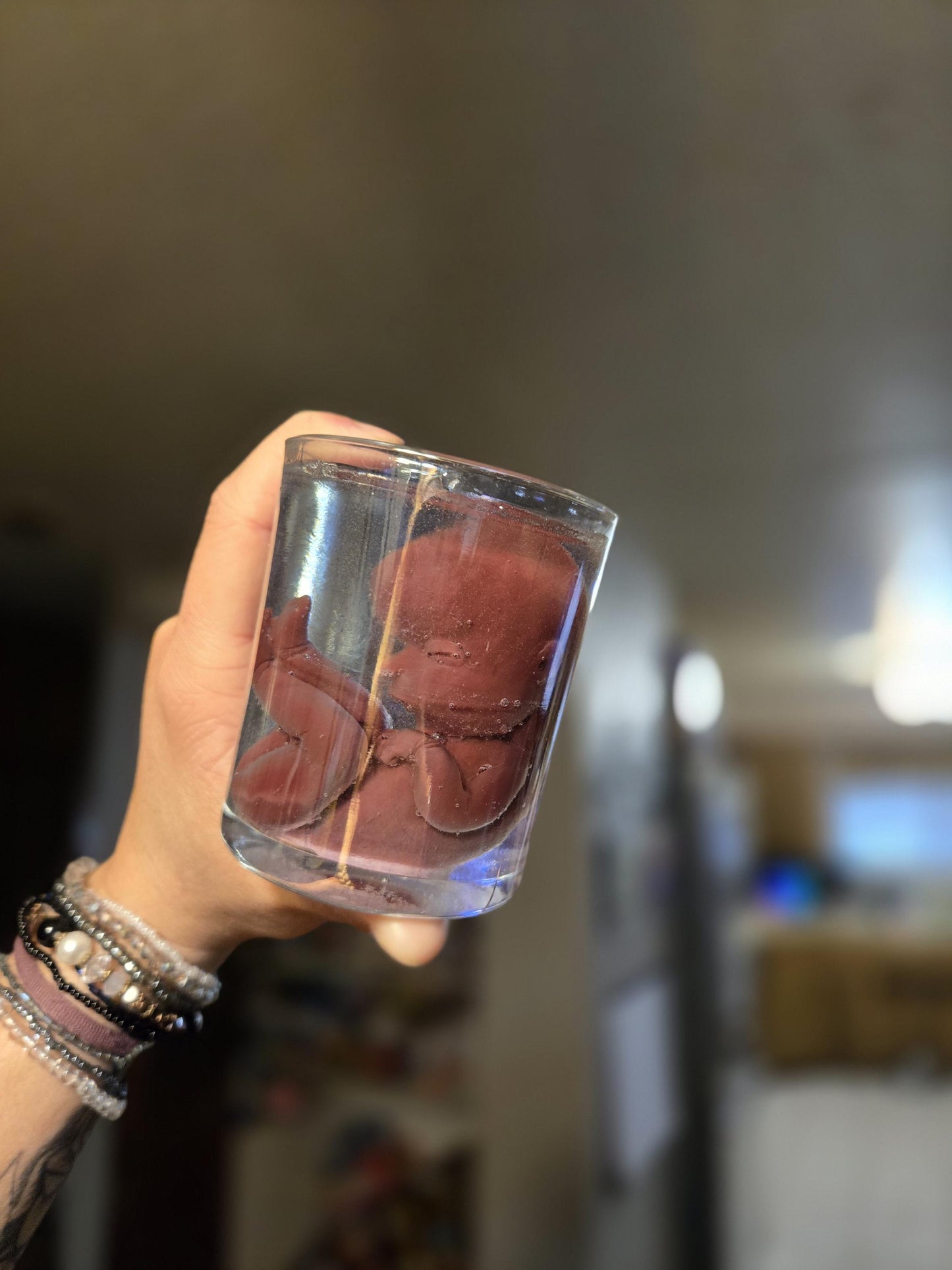 Memorial silicone fetus is glass jar with resin beautiful gift or for display