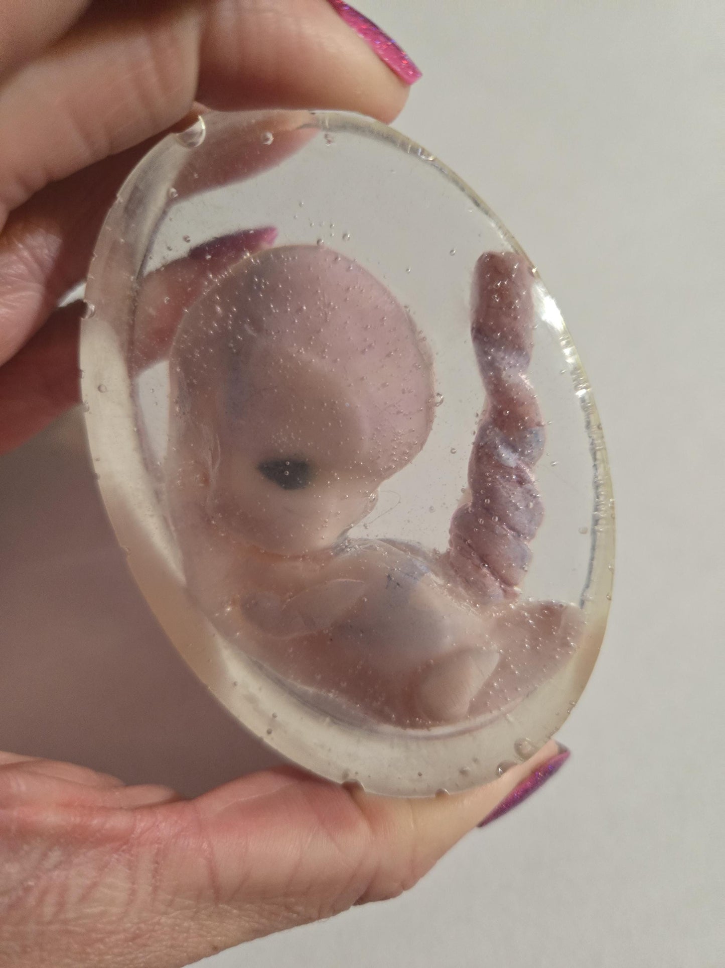 memorial silicone fetus baby inside resin keepsake