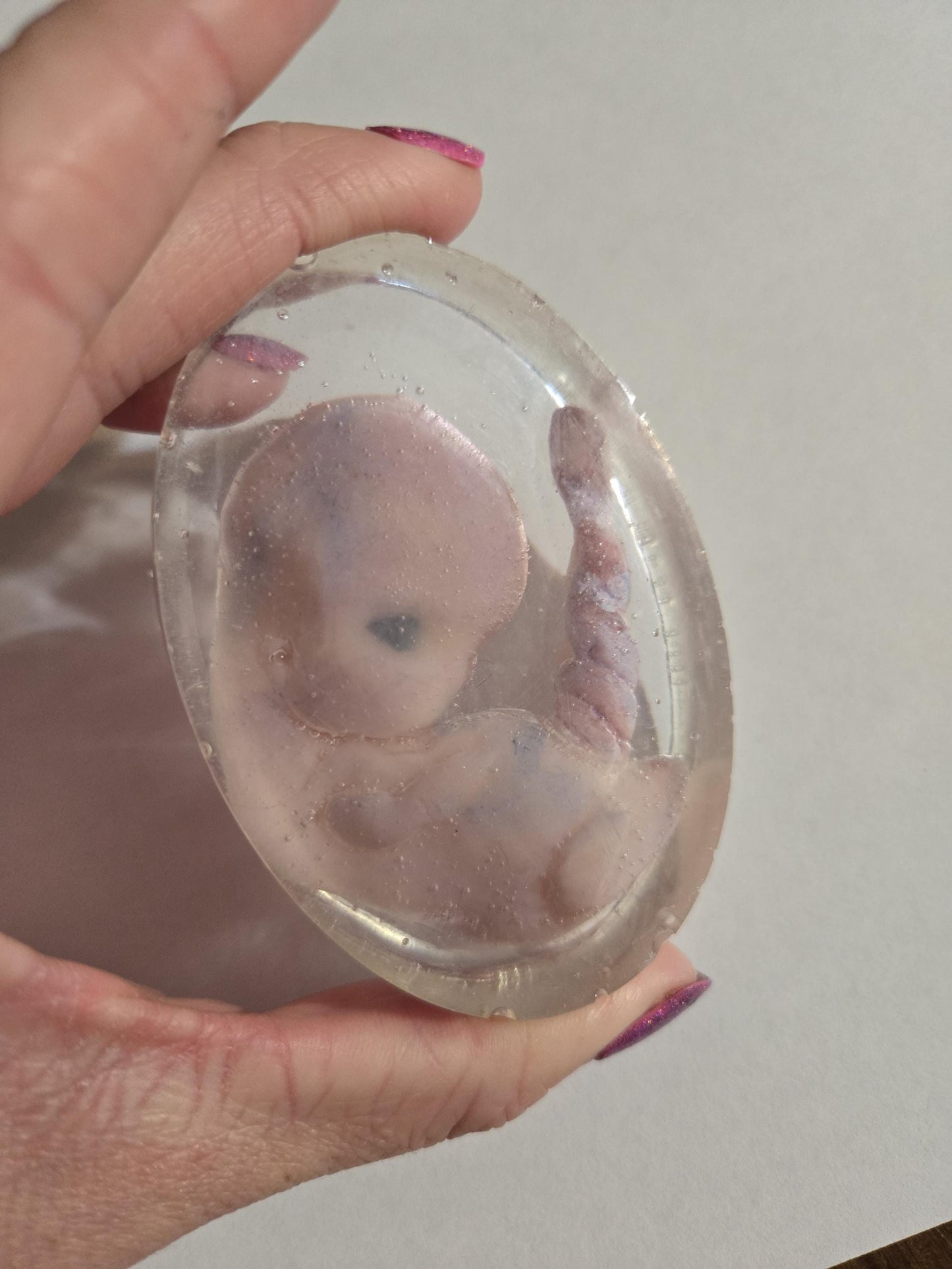 memorial silicone fetus baby inside resin keepsake