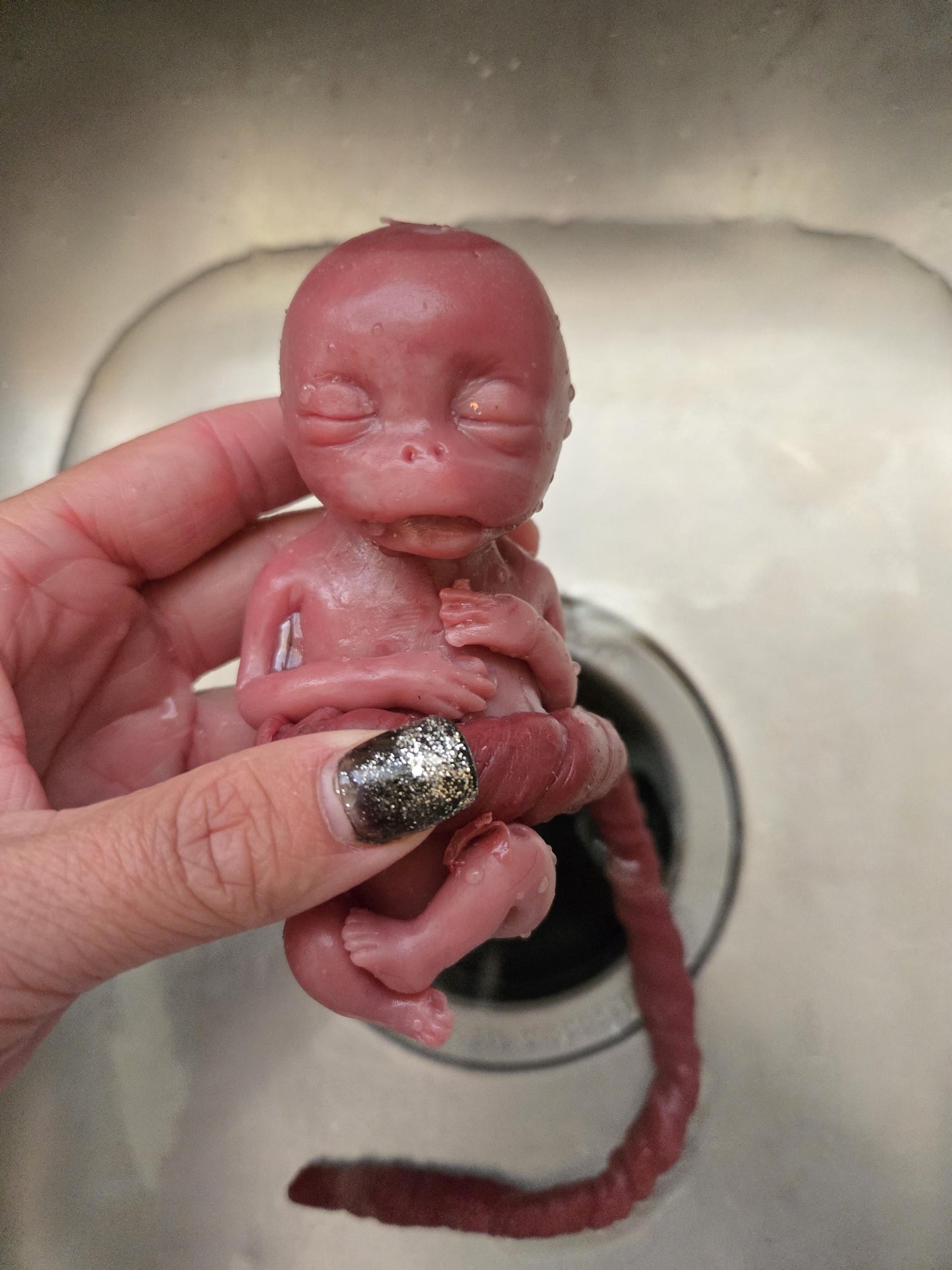 Full body 20 week gestational fetus memorial silicone baby with umbilical cord
