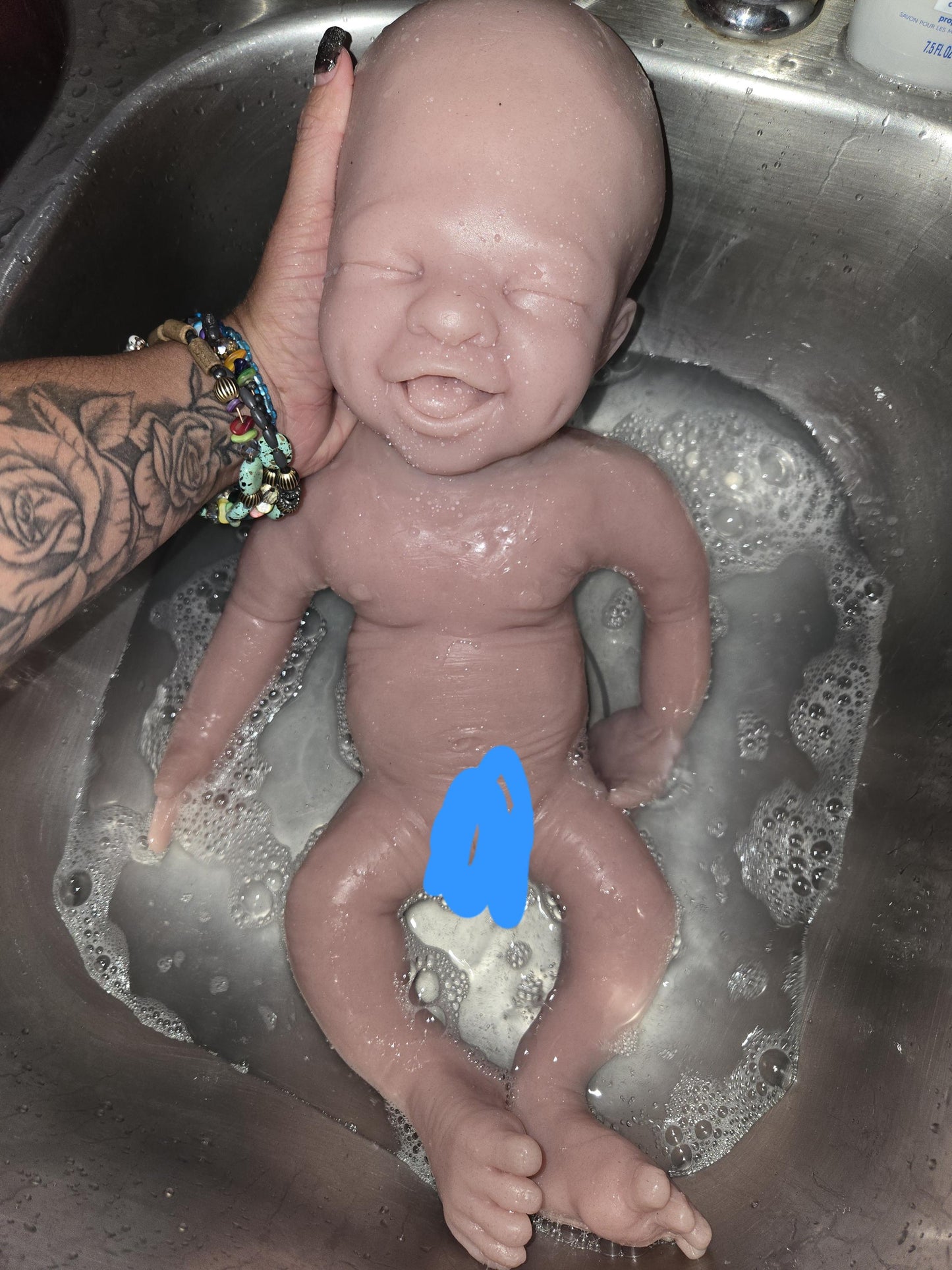 Full body silicone baby 20" happy baby smiling "Emmy" newborn